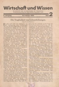 Wirtschaft und Wissen, 1930, H. 2