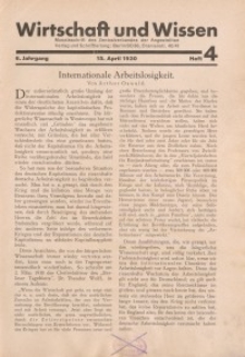Wirtschaft und Wissen, 1930, H. 4