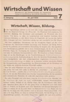 Wirtschaft und Wissen, 1930, H. 7