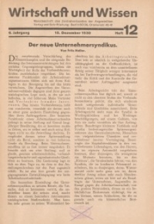 Wirtschaft und Wissen, 1930, H. 12