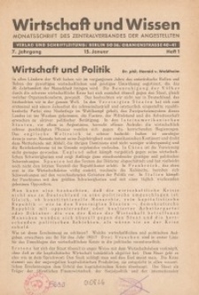 Wirtschaft und Wissen, 1931, H. 1
