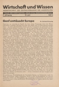 Wirtschaft und Wissen, 1931, H. 6