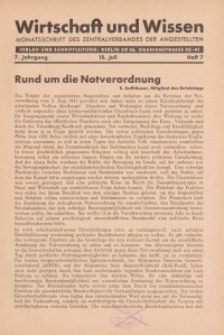 Wirtschaft und Wissen, 1931, H. 7