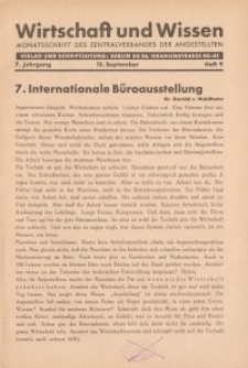 Wirtschaft und Wissen, 1931, H. 9