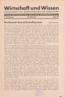 Wirtschaft und Wissen, 1931, H. 10
