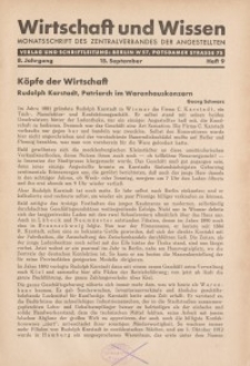 Wirtschaft und Wissen, 1932, H. 9