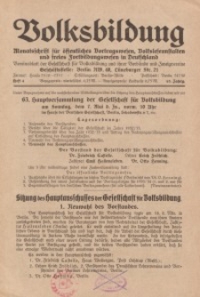 Volksbildung : Zeitschrift der Gesellschaft für Volksbildung, Jg. 63. 1933, [H. 4]