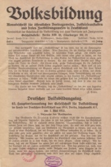 Volksbildung : Zeitschrift der Gesellschaft für Volksbildung, Jg. 63. 1933, [H. 6]