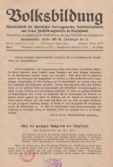 Volksbildung : Zeitschrift der Gesellschaft für Volksbildung, Jg. 63. 1933, [H. 8]