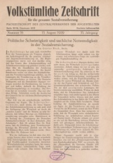Volkstümliche Zeitschrift für die gesamte Sozialversicherung, 35. Jahrgang, 1929, H. 16