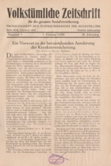 Volkstümliche Zeitschrift für die gesamte Sozialversicherung, 36. Jahrgang, 1930, H. 3