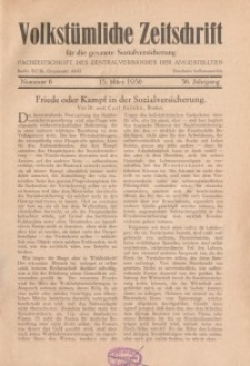 Volkstümliche Zeitschrift für die gesamte Sozialversicherung, 36. Jahrgang, 1930, H. 6