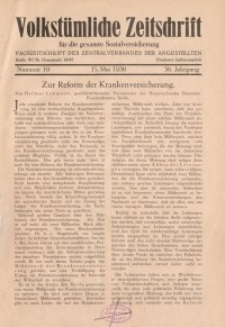 Volkstümliche Zeitschrift für die gesamte Sozialversicherung, 36. Jahrgang, 1930, H. 10