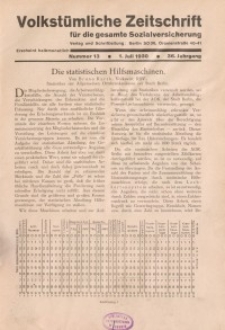 Volkstümliche Zeitschrift für die gesamte Sozialversicherung, 36. Jahrgang, 1930, H. 13