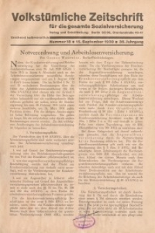 Volkstümliche Zeitschrift für die gesamte Sozialversicherung, 36. Jahrgang, 1930, H. 18