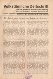 Volkstümliche Zeitschrift für die gesamte Sozialversicherung, 36. Jahrgang, 1930, H. 23