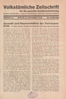 Volkstümliche Zeitschrift für die gesamte Sozialversicherung, 38. Jahrgang, 1932, H. 18