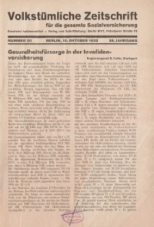 Volkstümliche Zeitschrift für die gesamte Sozialversicherung, 38. Jahrgang, 1932, H. 20