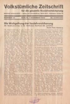 Volkstümliche Zeitschrift für die gesamte Sozialversicherung, 38. Jahrgang, 1932, H. 23
