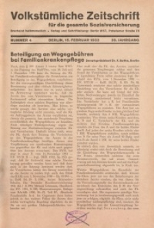Volkstümliche Zeitschrift für die gesamte Sozialversicherung, 39. Jahrgang, 1933, H. 4
