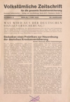 Volkstümliche Zeitschrift für die gesamte Sozialversicherung, 39. Jahrgang, 1933, H. 11