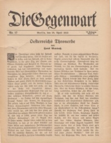 Die Gegenwart: Wochenschrift für Literatur, Kunst, Leben, 44. Jahrgang, 1915, H. 17