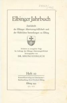 Elbinger Jahrbuch, 1932, H. 10