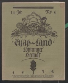 Elsaß-Land, Lothringer Heimat, 14. Jg. 1934, H. 9.