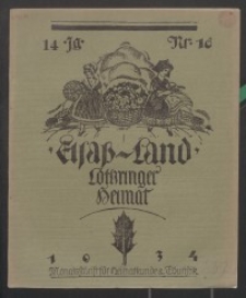 Elsaß-Land, Lothringer Heimat, 14. Jg. 1934, H. 10.