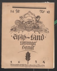 Elsaß-Land, Lothringer Heimat, 14. Jg. 1934, H. 12.