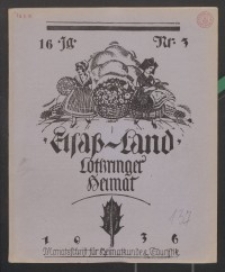 Elsaß-Land, Lothringer Heimat, 16. Jg. 1936, H. 3.