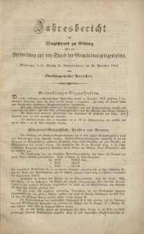 Jahresbericht des Magistrats zu Elbing… 1854-1855