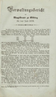 Verwaltungsbericht des Magistrats zu Elbing für das Jahr 1856