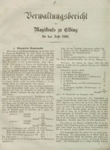 Verwaltungsbericht des Magistrats zu Elbing für das Jahr 1868