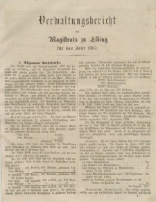 Verwaltungsbericht des Magistrats zu Elbing für das Jahr 1867