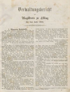 Verwaltungsbericht des Magistrats zu Elbing für das Jahr 1866