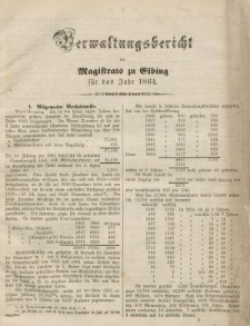 Verwaltungsbericht des Magistrats zu Elbing für das Jahr 1864