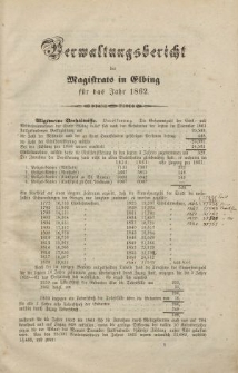 Verwaltungsbericht des Magistrats in Elbing für das Jahr 1862