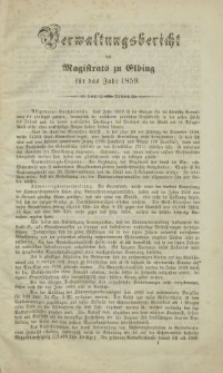 Verwaltungsbericht des Magistrats zu Elbing für das Jahr 1859