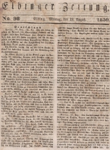 Elbinger Zeitung, No. 98 Montag, 19. August 1850