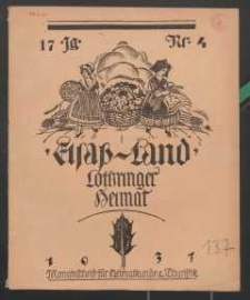Elsaß-Land, Lothringer Heimat, 17. Jg. 1937, H. 4.