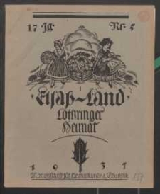 Elsaß-Land, Lothringer Heimat, 17. Jg. 1937, H. 5.