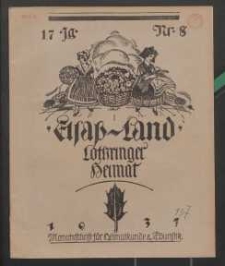 Elsaß-Land, Lothringer Heimat, 17. Jg. 1937, H. 8.