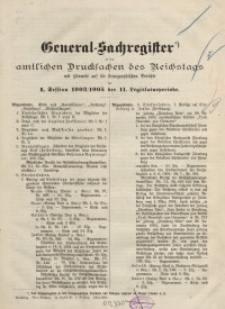 General-Sachregister zu den amtlichen Drucksachen des Reichstags…