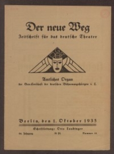 Der neue Weg. Halbmonatsschrift für das deutsche Theater, 64. Jg.1935, H. 14