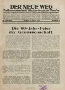 Der neue Weg. Halbmonatsschrift für das deutsche Theater, 60. Jg.1931, H. 6