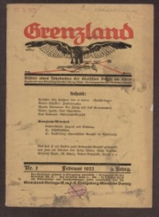 Grenzland. Bl&auml;tter eines Jahrbuches der deutschen Arbeit im Osten, 3. Jg. 1922, H. 2.