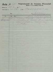 Avis No...Notgemeinschaft der Deutschen Wissenschaft [druk]