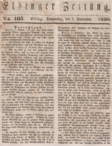 Elbinger Zeitung, No. 105 Donnerstag, 5. September 1850