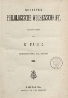 Berliner Philologische Wochenschrift, 1906